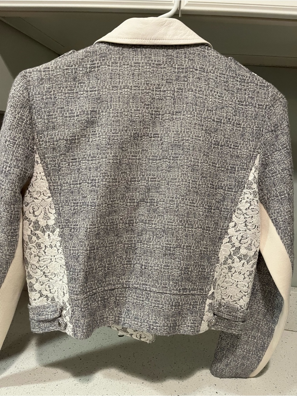 Rebecca Taylor Tweed, Lace & Genuine Leather Moto Jacket, Size M - Picture 13 of 16